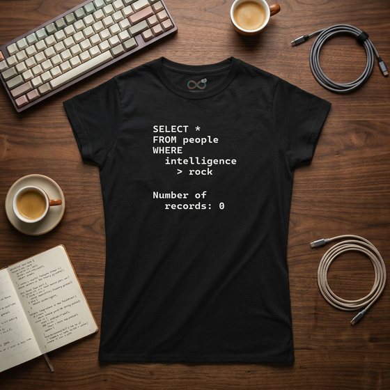 SELECT * FROM people WHERE intelligence > rock - Women's
