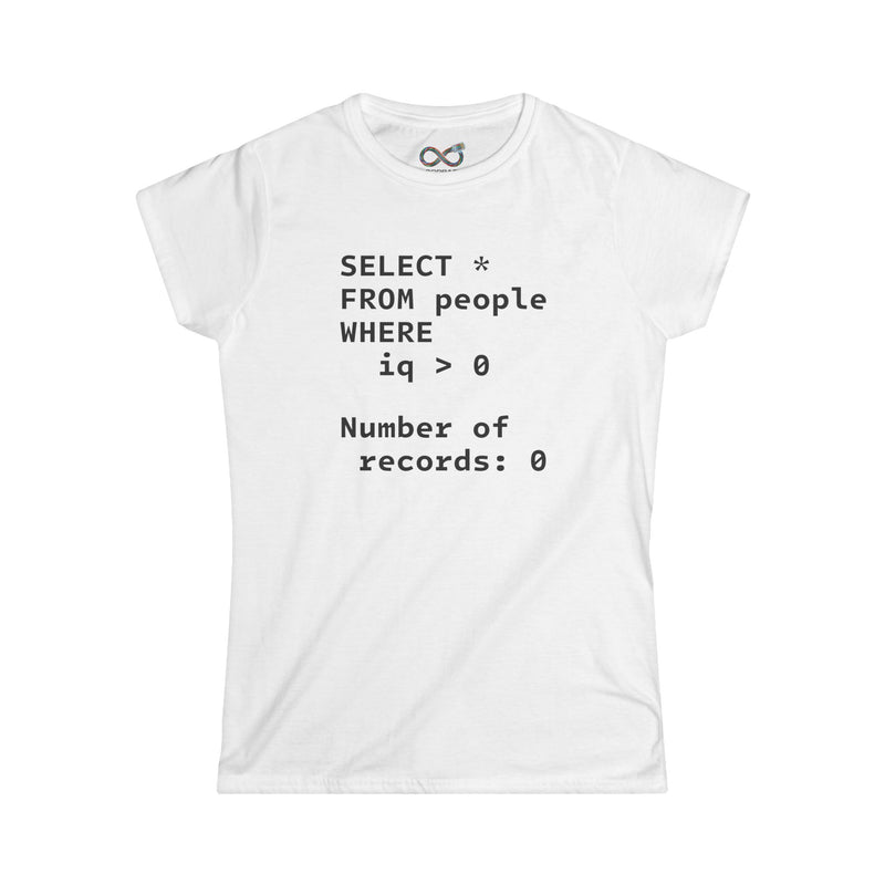 SELECT * FROM people WHERE iq > 0 - Women's