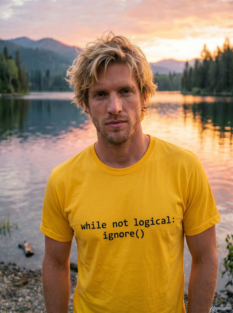Man wearing Loopback Life t-shirt at the lake