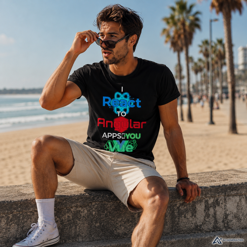 Man at beach wearing Loopback Life t-shirt